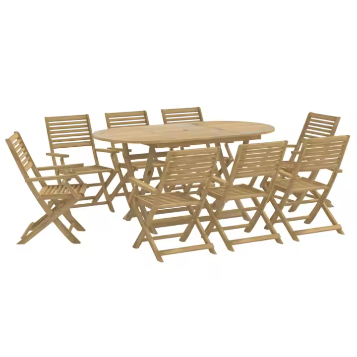 vidaXL Juego de comedor de jardín 9 piezas madera maciza de acacia - 1