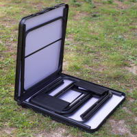 Aktive - Mesa plegable aluminio 120x60 cm acabado bambú, con 4 taburetes acero, regulable 60/70 cm, portátil con asa - details 1