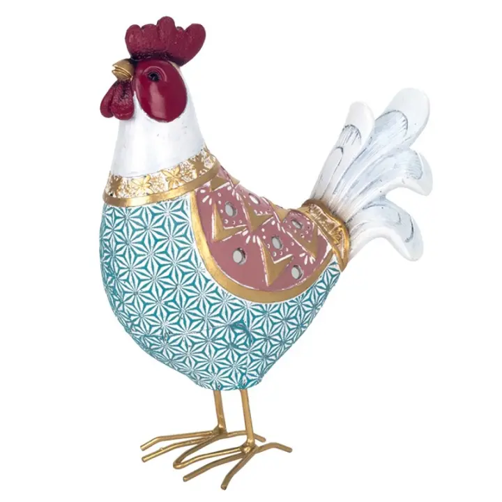 ORIGEN Home Decor Figura Gallina Animales | Figura de Gallina Azul - 21x16x7cm 31022 - 1