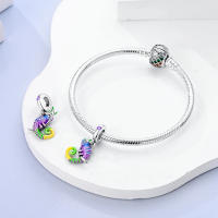 Encanto De Mariposa Morada Y Oso Serie Lindo Bolas De Plata De Ley 925 Para Pulsera Original De 3mm Joyería Para Mujer Regalo - details 22