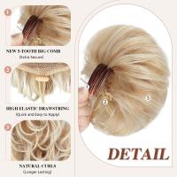 Synthetic Curly Messy Bun Peluca Clip En Extensión De Cabello Corto Con Gran Peine Elástico Y Cordón Estilo Updo Para Negras - details 2