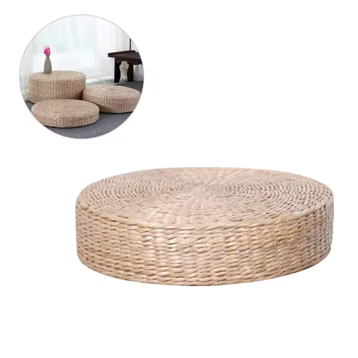Cojín De Paja Tatami Para Meditación Y Yoga Estilo Japonés Silla Redonda De Paja Tejida Para Adultos Almohada De Piso Zen - 1
