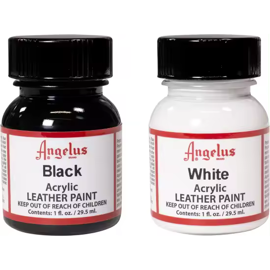 Angelus PACK 2 COLORES PINTURA CUERO Y POLIPIEL ANGELUS BLACK / WHITE 29,5 ML - 1