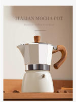 Pot De Café Moka De 150/300ml Con Mango De Madera Hacer Espresso Italiano Accesorios De Café Para El Hogar Material Aluminio - details 16