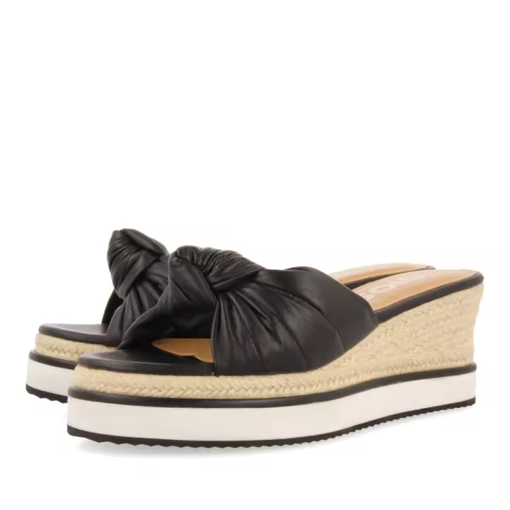 Gioseppo - Sandalia Negra con Detalle de Nudo y Cuña para Mujer - Altura Cuña: 7cm - 1