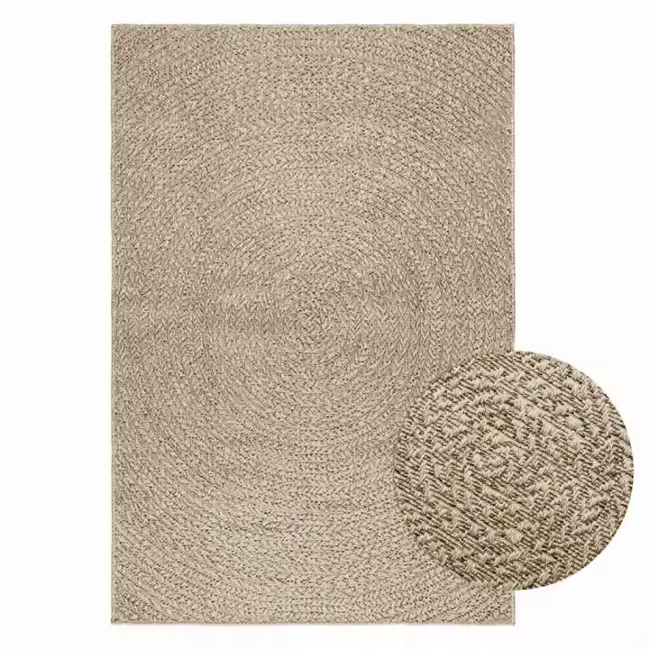 vidaXL Alfombra ZIZUR aspecto yute interior/exterior 120x170 cm en color Beige/Antracita/Crema - 1