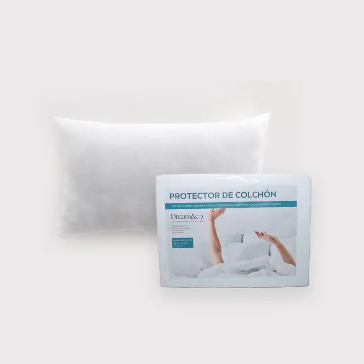 Pack Almohada Fibra Hueca + Protector Rizo 100% Algodón natural, Ajustable 190/200 - 1
