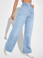 Nuevas Jeans Para Mujer 2024 High Waist Wide Leg Pantalones De Largo Cintura Alta Adelgazante Estilo Europeo Y Americano Ropa De Moda Casual Con Bolsillos - details 3