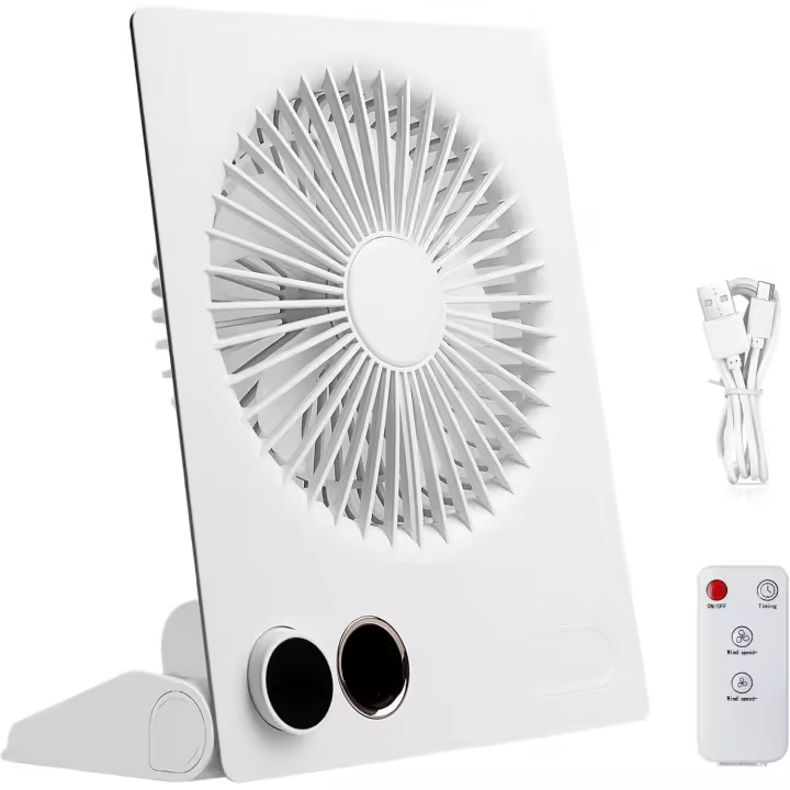 Mini ventilador de mesa silencioso, 4000 mAh, USB, con inclinación de 180°, tamaño pequeño, con mando a distancia y pantalla digital, ventilador portátil, velocidad continua, para el hogar, el hogar - 1