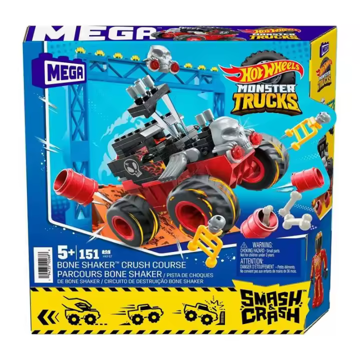Mattel Hot Wheels Mega Construx - Pista de Construcción de Coche Monstruo Bone Shaker con Figura de Acción - 1
