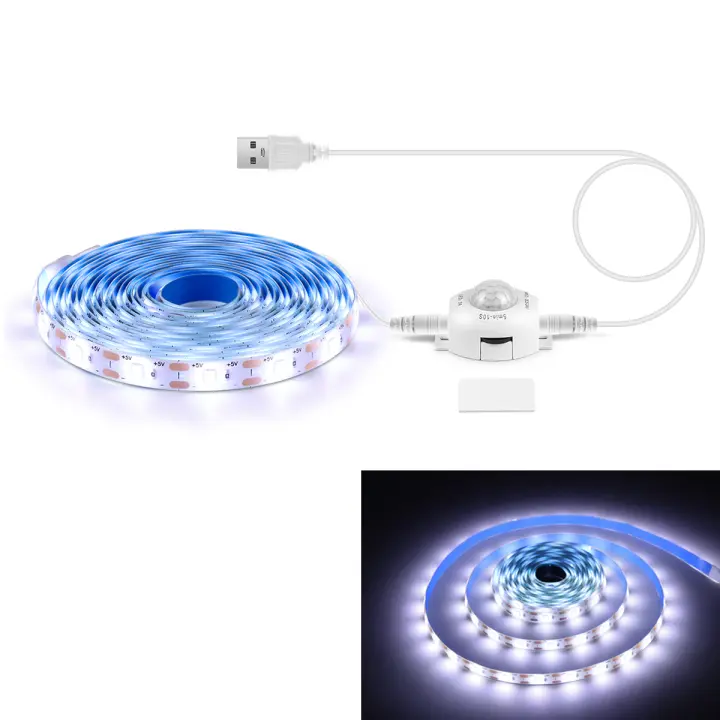 Tira LED USB Para Camastro Con Sensor De Movimiento PIR Luz Nocturna Impermeable 5V 60leds/M Iluminación De Armario De Cocina Decoración De Habitación - 1