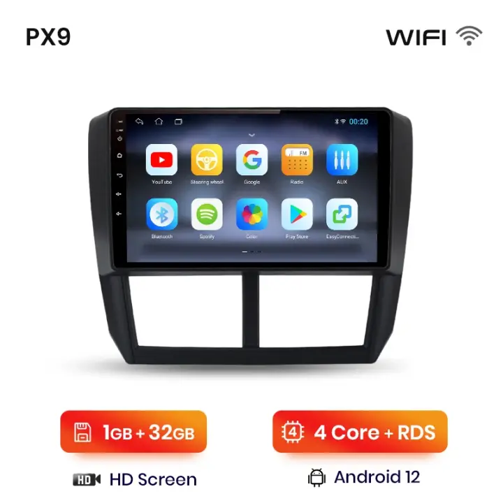 AWESAFE PX9 inalámbrico CarPlay Android Auto Radio para Subaru Forester 3 2007 2008 2009 2010 2011 2012 2013 coche reproductor multimedia GPS 2 din autoradio volante controles RDS Bluetooth - 1