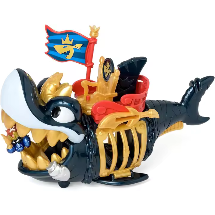 PIRATIX King Shark Golden Teeth – Tiburón articulado, con una jaula para capturar a los Piratix rivales. Contiene 1 tiburón, 1 Tesoro Exclusivo, 1 Piratix Exclusivo y 1 Accesorio - 1