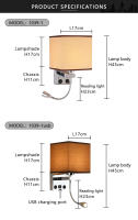 Lámpara De Pared Moderna E27 Con Luz De Lectura LED Y USB Para Dormitorio Sala De Estar Hotel Instalación En La Pared Material De Tela - details 9