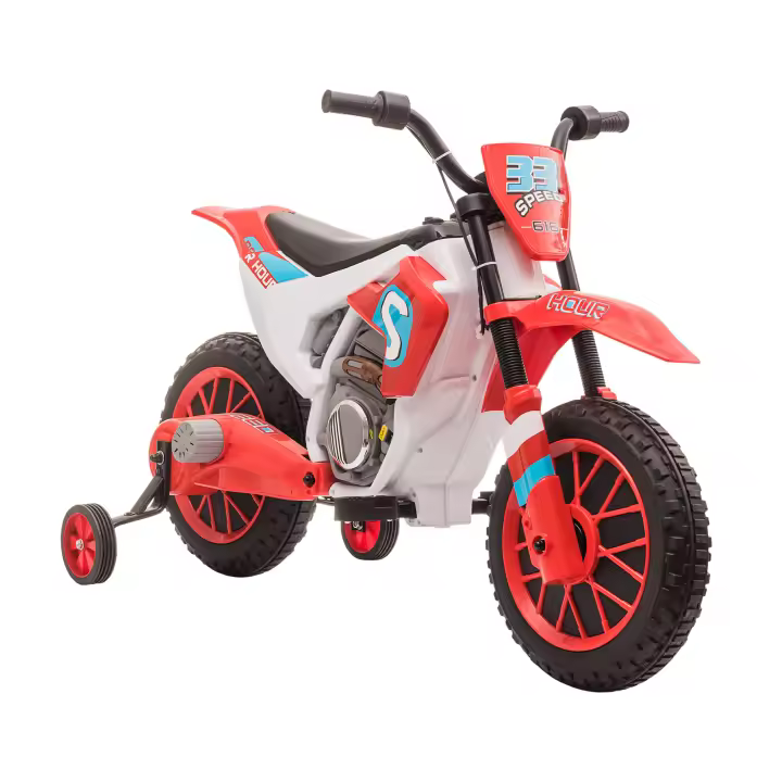 HOMCOM Moto Eléctrica para Niños de +3 Años 12V Moto de Juguete Infantil con 2 Ruedas de Equilibrio Velocidad Máx. 8 km/h Arranque Suave 106,5x51,5x68 cm Verde/Azul/Rojo - 1