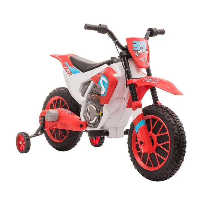 HOMCOM Moto Eléctrica para Niños de +3 Años 12V Moto de Juguete Infantil con 2 Ruedas de Equilibrio Velocidad Máx. 8 km/h Arranque Suave 106,5x51,5x68 cm Verde/Azul/Rojo - 1