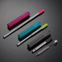 Tiras De Acero Inoxidable Reutilizables Telescópicas Con Llavero Para Viajes Trabajo Y Salidas EDC Tiras Plegables Para Beber - details 3