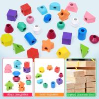 Juguetes de Madera Montessori 2 en 1 para niños de 2, 3, 4 y 5 años, rompecabezas de Madera con cuentas, juguetes apilables, rompecabezas de Madera, juego educativo acualizado - details 2