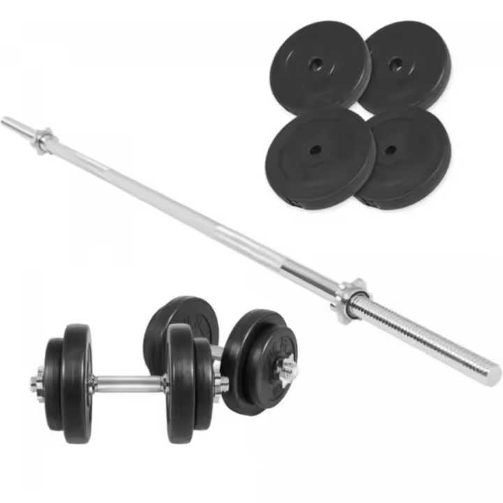 Gorilla Sports Juego de barra y pesas de vinilo de 60 kg - 1