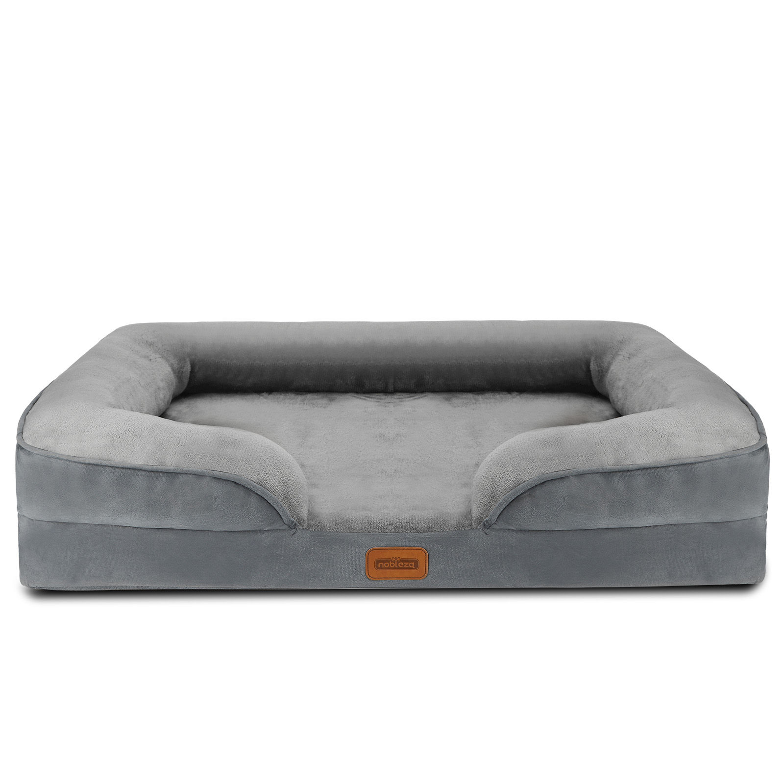 Nobleza Cama Perros Grande, Sofá Perro con Espuma Viscoelástica, Cama Ortopédica Perros Lavable y Impermeable, Colchon Perro Medianos Desenfundable, Gris