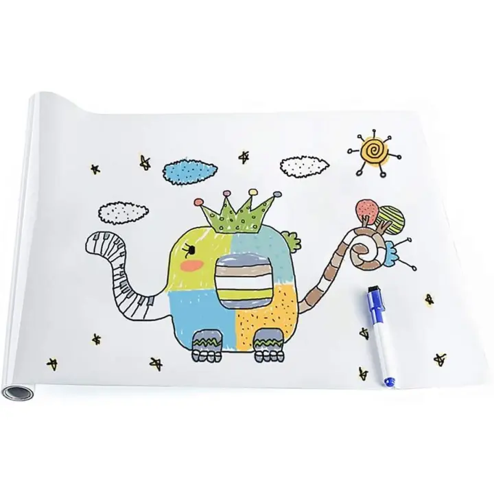 Rollo de Pizarra Blanca Autoadhesiva 60x150cm Pegatina de Pared 45x200cm Vinilo Blanco para Escribir con Rotulador 45x150cm, Lamina Pizarra Adhesiva Infantil - 1