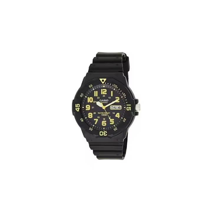 Reloj Casio MRW-200H-9BV esfera negra con calendario esfera número amarillos MRW200H9BVV - 1