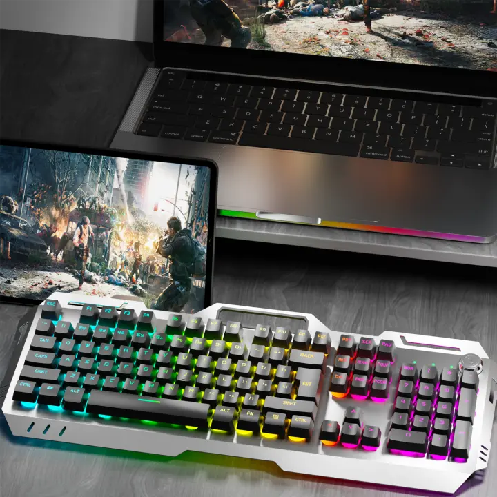 Teclado De Juego Inalámbrico EWEADN 2.4GHz Con Cable USB Silencioso Para Oficina 104 Teclas Retroiluminación LED Con Botón Multimedia Para Laptop/PCs/Hogar - 1