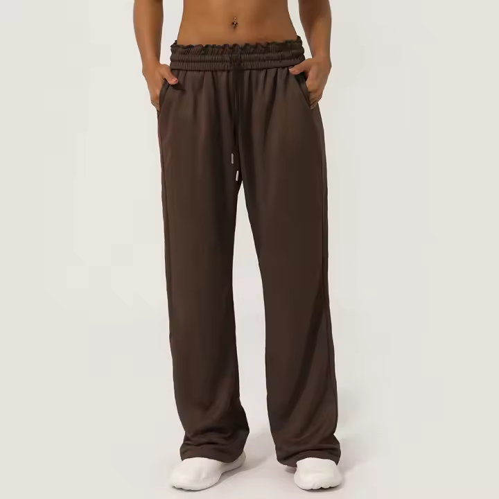 Pantalones Deportivos De Mujer Con Cintura Alta Y Bolsillo Lateral Pantalones Anchos Para Correr Y Gimnasio - 1