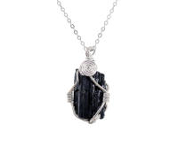 Colgante Turmalina Negra En bruto 100% Natural Genuina Sin Pulir Piedra Natural Mineral Cristal Curativo Meditación - details 0