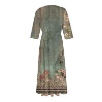 Vestido Bohemio De Verano Para Mujer Estampado Floral Casual Manga Corta Botones Estilo Playa Midi Elegante Robe O-Neck - details 28