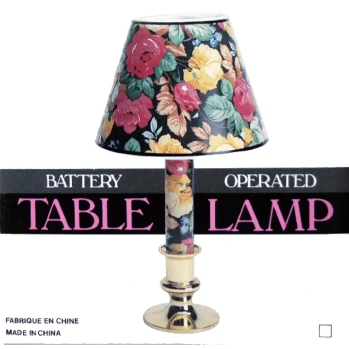 BVC Lámpara de Mesa Decorativa Plástico Bobila 3 V. Mesita Tulipa Mastil Decorados Papel Floreado Varios Diseños Surtidos - 1