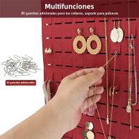 Organizador De Joyas De Pared Vertical Para Collares Pendientes Y Pulseras Bolsa Adhesiva En Color Velishy Material De Algodón - details 6