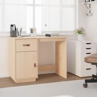 vidaXL Escritorio de madera maciza de pino 95x50x75 cm en color Negro/Natural/Marrón miel | estructura resistente ideal para salón dormitorio o estudio - details 1