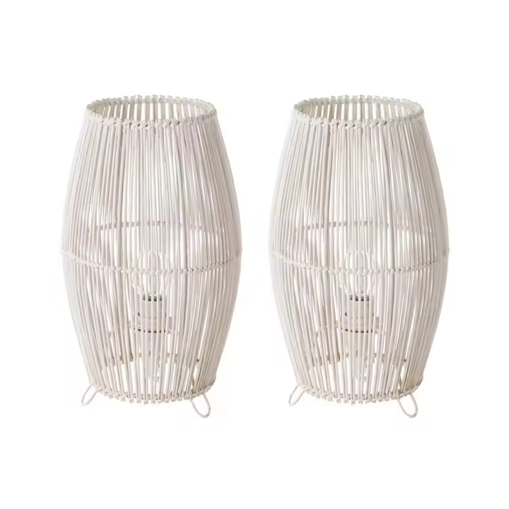 Lola Home Set de 2 lámparas de mesita de noche de varillas de bambú blancas de Ø 17x29 cm - 1