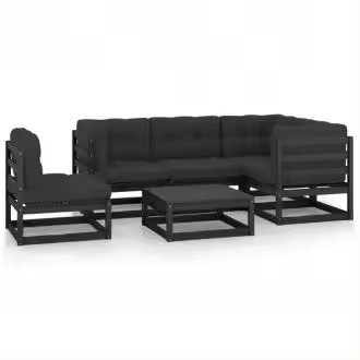 VIDAXL 3076633 juego de muebles con cojines para jardines y terrazas en color gris antracita oscuro vida xl - 1
