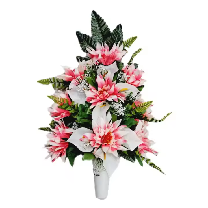 Centro de Flores para Cementerio Gerimport | Ramos de Flores para Todos los Santos | Flores Artificiales de Tela | Ancho 30cm | Alto 45cm | Personalizar Color y Medida | Contacto con Nosotros - 1