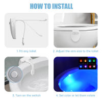 Luz Nocturna Para Inodoro Con Sensor De Movimiento LED 8 Colores Cambiantes Ilumina El Inodoro Y El Grifo Del Baño Luz De Noche Para El Baño - details 4