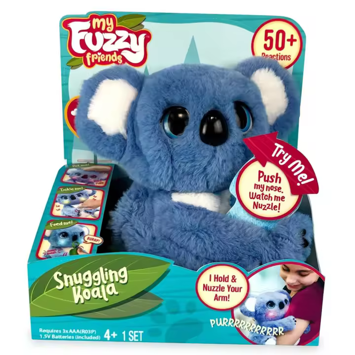 Koala de peluche  ¡con más de 50 sonidos! Se le iluminan los mofletes e incluye biberón 25,4 cm (Famosa 700016893) - 1