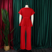 Conjunto De Pantalones Y Blusa Elegante Para Mujer Traje De Oficina Con Cinturón Alto Ajustado Ropa Trasera Larga Estilo Recto - details 4