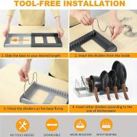 Organizador De Cajón Cocina Expansible Rack Para Sartenes Y Ollas Espacioso Y Ahorrador De Espacio En Armarios De Cocina Material PP Multicolor - details 2