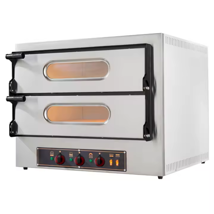 EURAST HORNO PIZZAS INDUSTRIAL 2 CÁMARAS ELÉCTRICO PARA 2+2 PIZZAS Ø 360 - 4800 W 230/1V 740x600x600 mm - 66 Kgs - 1