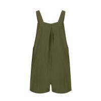Traje De Mujer Casual De Algodón Lino Suave Con Pierna Ancha Y Bolsillos Estilo Callejero Cómodo Para Verano Color Sólido - details 26