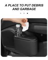 SEAMETAL Car Trash Can Colgante De Cuero ABS Organizador Universal Para Fila Trasera Con Soporte Para Bebidas Caja De Basura Dura - details 3