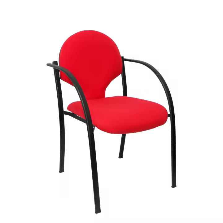 Piqueras Y Crespo Pack 2 Sillas Hellin Ergonómicas con Brazos Fijos Apilables en Negro y Tejido ARAN Rojo - 1
