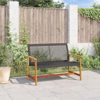 vidaXL Banco de jardín madera de acacia y ratán PE negro 112 cm - details 2