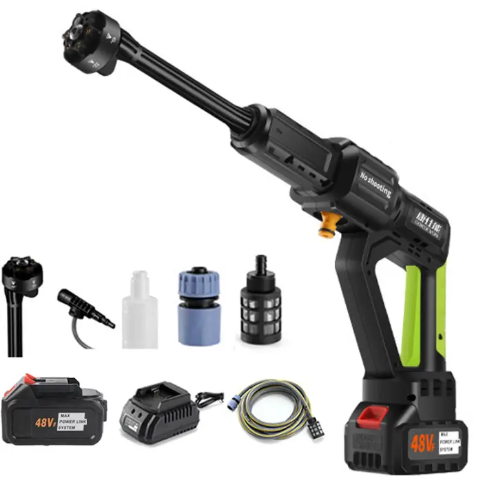 1000W Brushless High Pressure Electric Car Washer Gun 100BAR 30000mAh Wireless Car Washing Machine for Auto Home Garden - 1