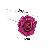 10/20Pcs Flores De Rosa Artificiales Plateadas Y Doradas Con Brillo Rosa Roja Y Rosa Para DIY Scrapbooking Decoración De Caja De Regalo - details 4