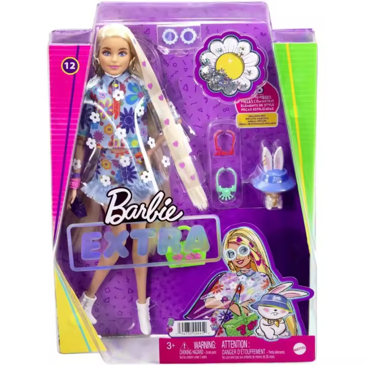 Muñeca Barbie extra flores articulada rubia flower power con mascota Mattel (HDJ45) - 1