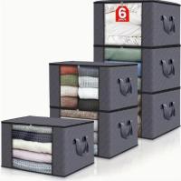 3-Pack Large Capacity Foldable Fabric Storage Bins - Ideal for Bedding, Clothes, Pillows, Quilts - Perfect for Home, Bedroom, Dorm, Spa Wardrobes - Grey Woven Material, No Electricity Needed - details 5