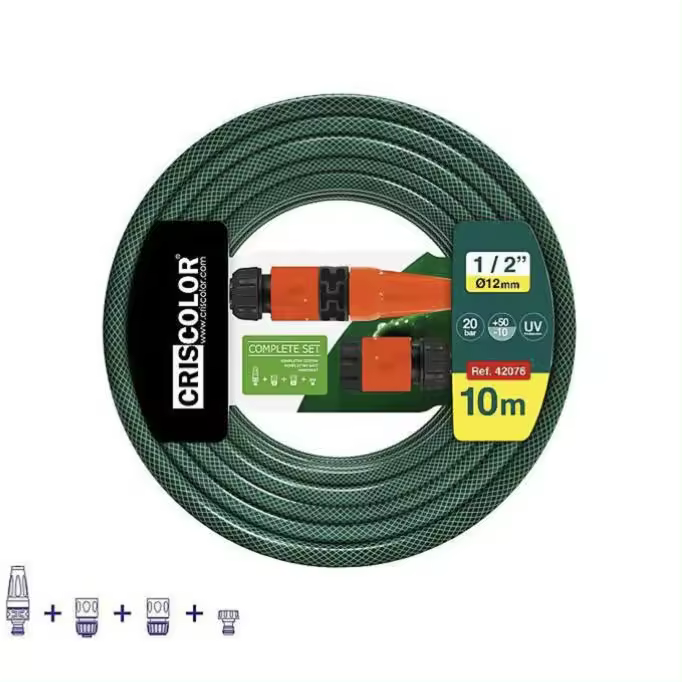 Manguera de Agua de Jardín Set with Conexión y Boquillas para Riego Reforzada 3 Capas Presión de rotura de 20 bar 1/2 "12mm 10/15/20 Metros. - 1